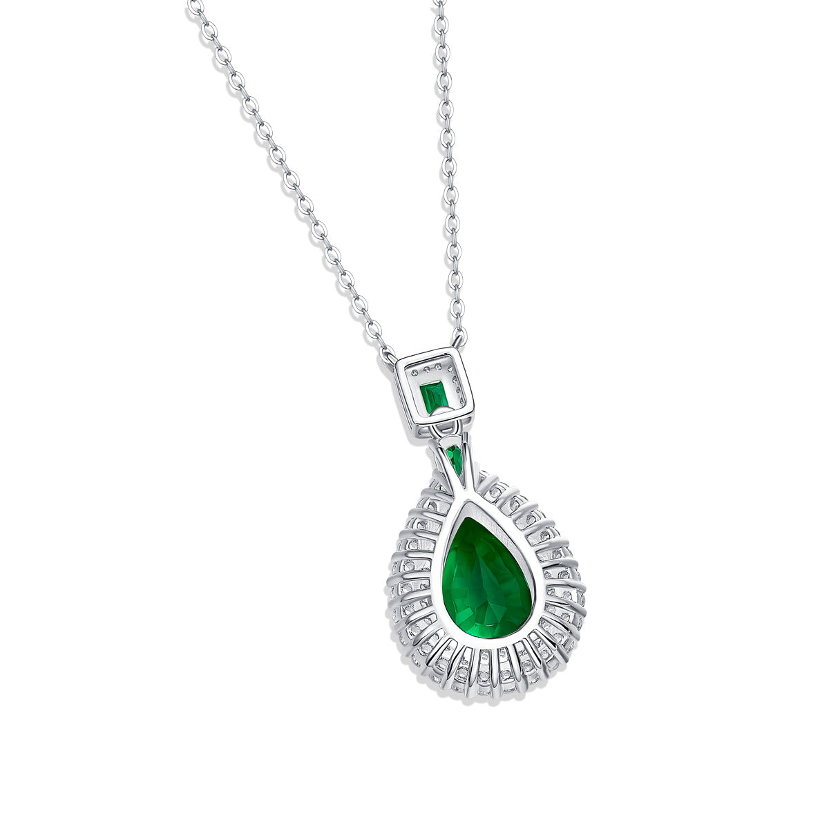 LANjewels Pear Shape Emerald Pendant Necklaces 5.0 ct