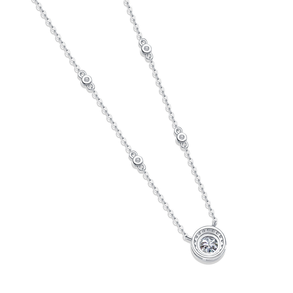 LANjewels Fashion Halo Moissanite Pendant Necklace 1.0 ct