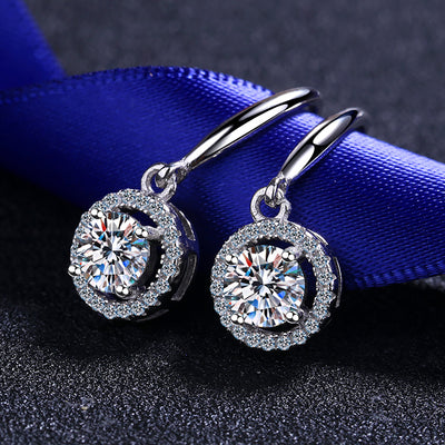 LANjewels Stunning Halo Moissanite Drop Earrings