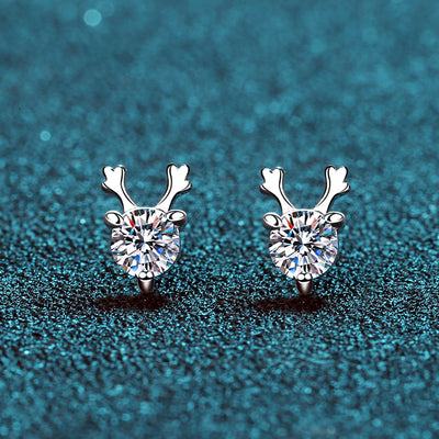 LANjewels Round Cut Moissanite Antler Stud Earrings (0.6 ct.tw.)