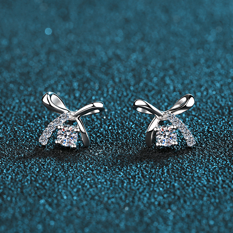 LANjewels Bow Knot Moissanite Stud Earrings (0.2 ct.tw.)