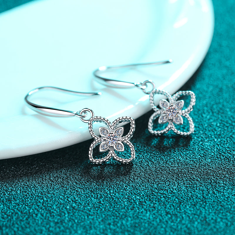 LANjewels Four Leaf Clover Moissanite Drop Earrings (0.08 ct.tw.)