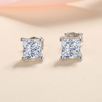 LANjewels Princess Shape Moissanite Stud Earrings