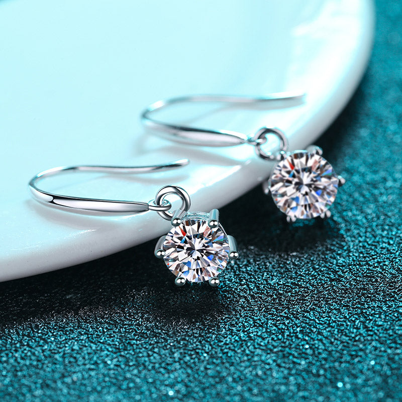 LANjewels Six-Prong Moissanite Drop Earrings