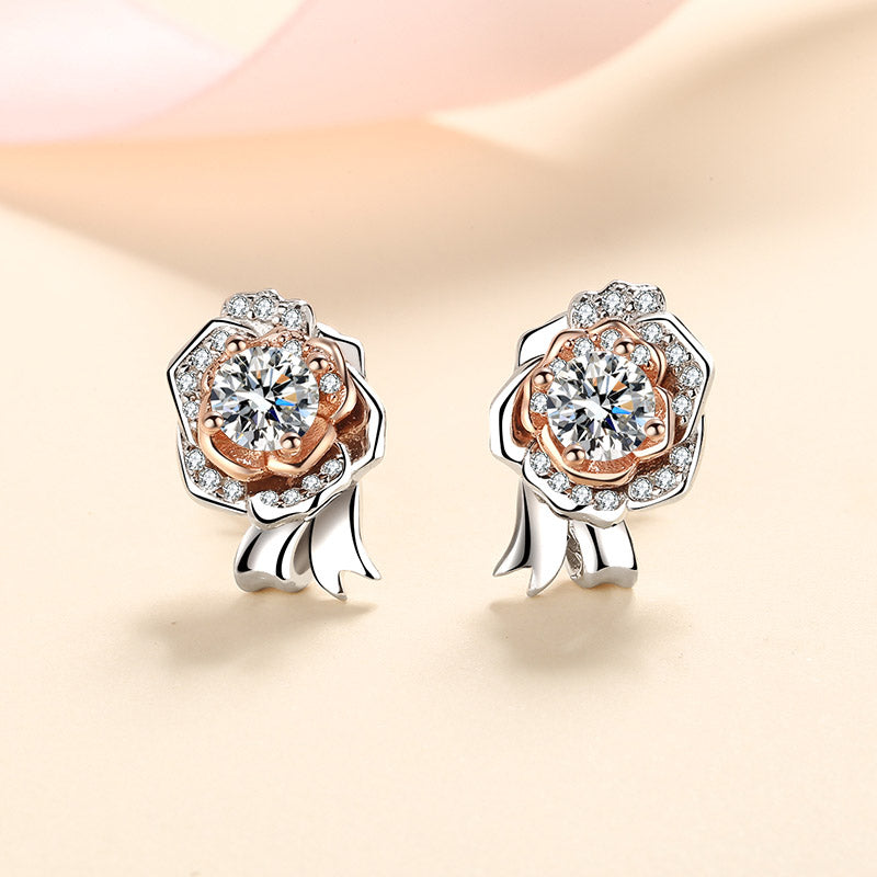 LANjewels Rose Shape Moissanite Stud Earrings (1.0 ct.tw.)