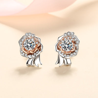 LANjewels Rose Shape Moissanite Stud Earrings (1.0 ct.tw.)