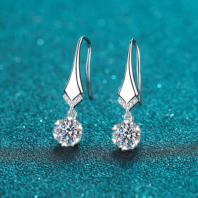 LANjewels Snowflake Love Moissanite Drop Earrings