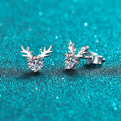 LANjewels Antlers Deer Moissanite Stud Earrings (1.0 ct.tw.)