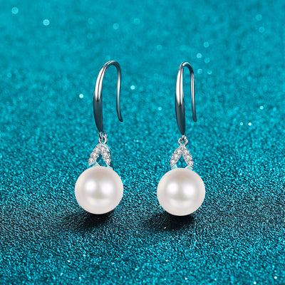 LANjewels Fashion Moissanite Pearl Drop Earrings