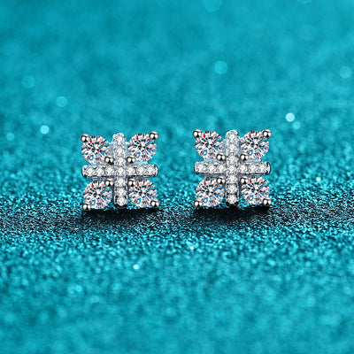 LANjewels Four-Stones Cross Moissanite Stud Earrings (0.48 ct.tw.)