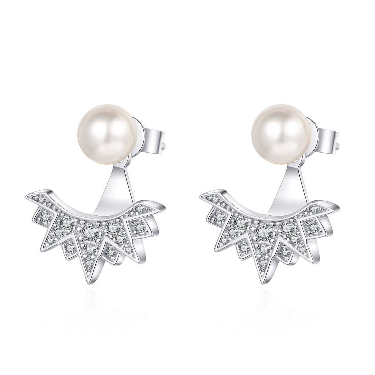 LANjewels Punk Moissanite Pearl Drop Earrings (0.3 ct.tw.)