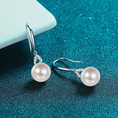 LANjewels Fashion Moissanite Pearl Drop Earrings