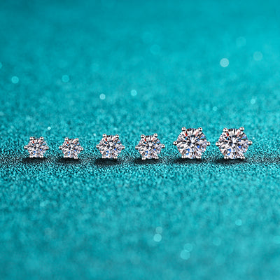 LANjewels Basket Setting Six-Prong Moissanite Stud Earrings