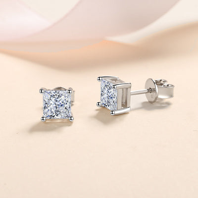 LANjewels Princess Shape Moissanite Stud Earrings