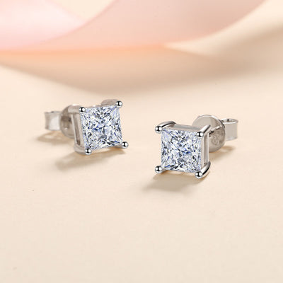 LANjewels Princess Shape Moissanite Stud Earrings