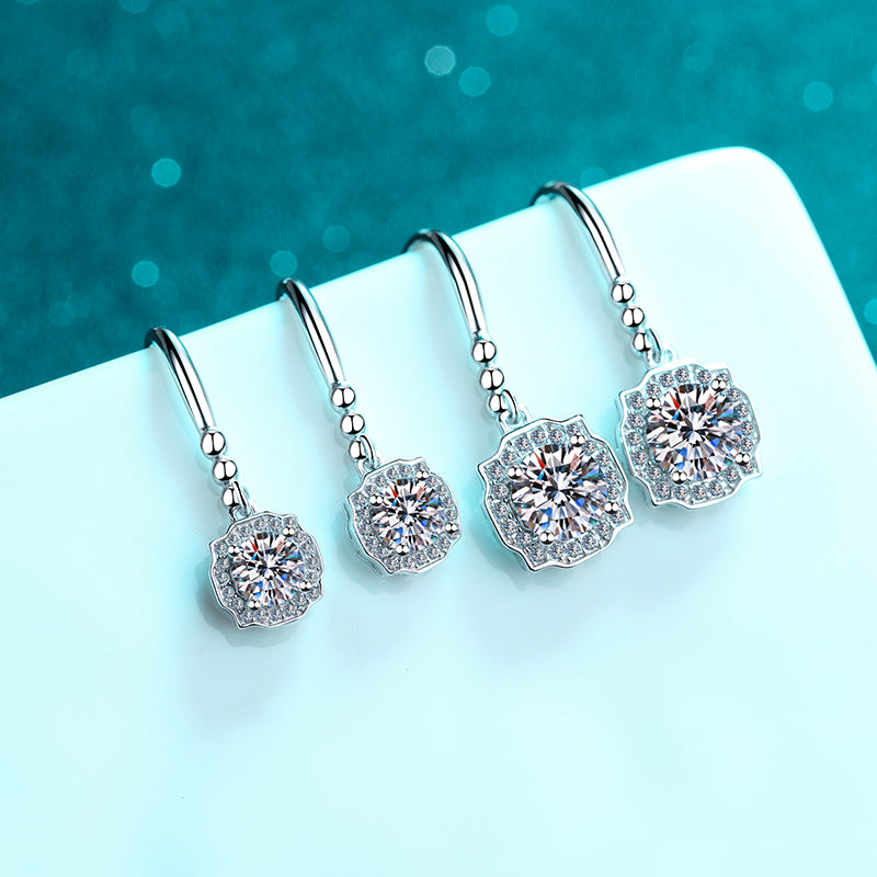 LANjewels Harry Halo Moissanite Drop Earrings