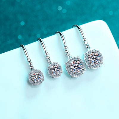 LANjewels Harry Halo Moissanite Drop Earrings