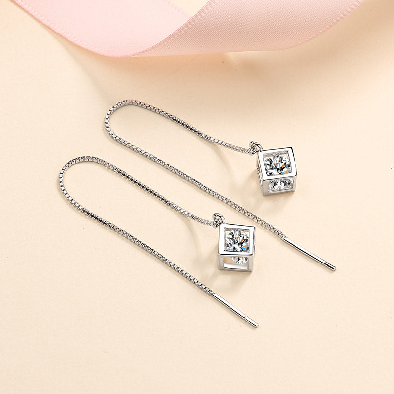 LANjewels Desinger Love Moissanite Threader Earrings