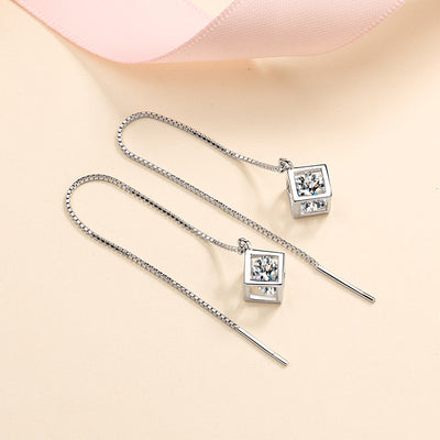 LANjewels Desinger Love Moissanite Threader Earrings