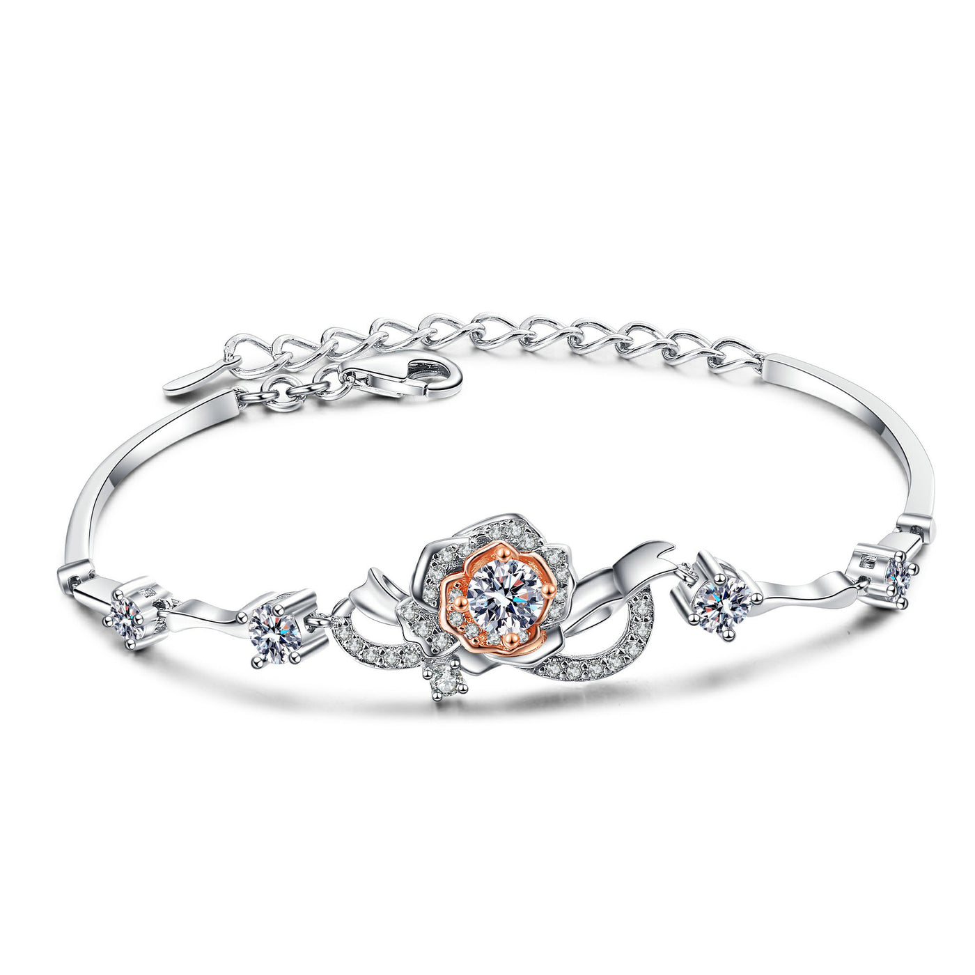 Lanjewels Rose Shape Moissanite Diamond Bracelet 1.4 ct