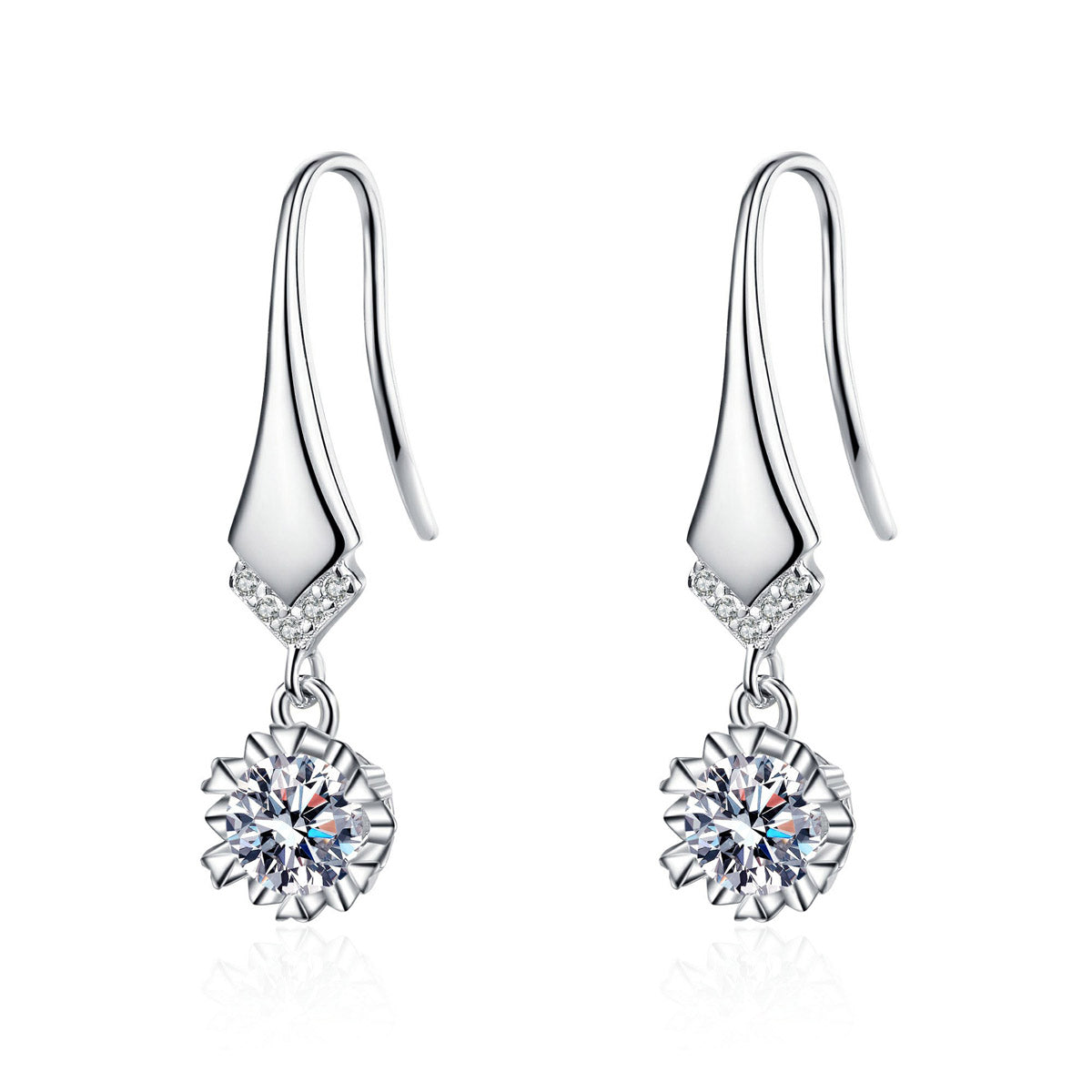 LANjewels Snowflake Love Moissanite Drop Earrings