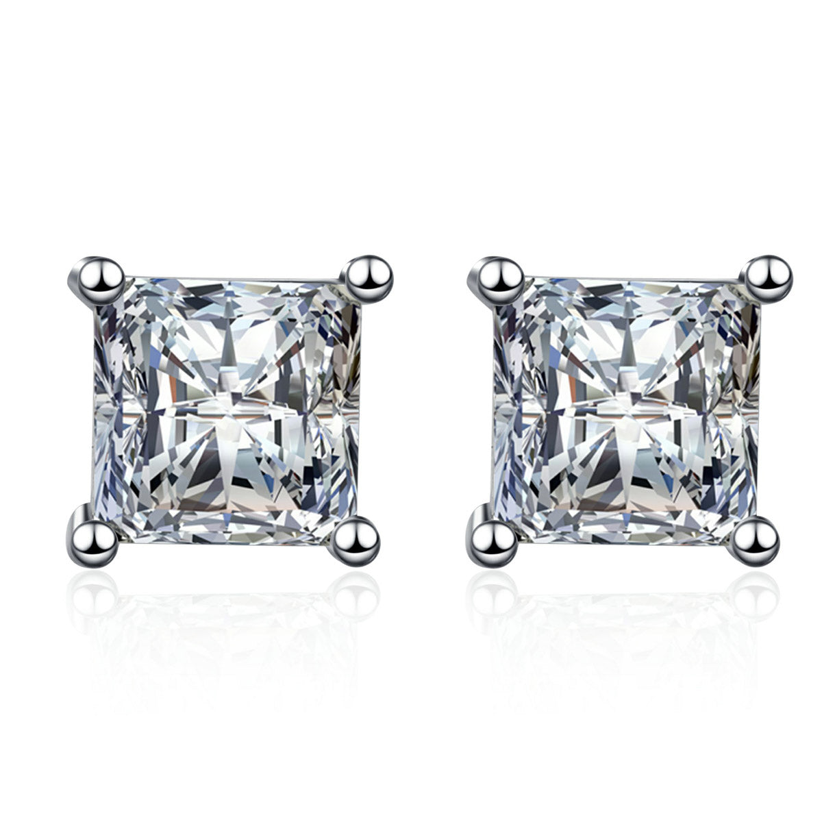 LANjewels Princess Shape Moissanite Stud Earrings