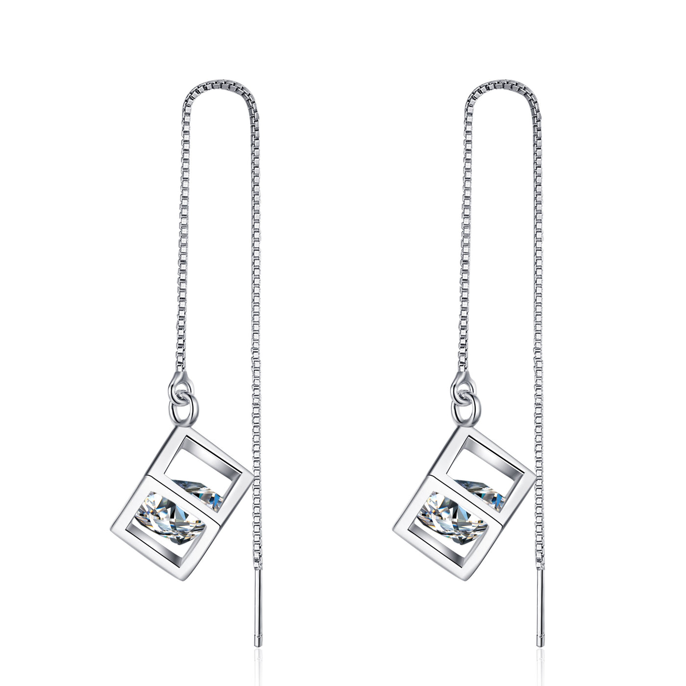 LANjewels Desinger Love Moissanite Threader Earrings