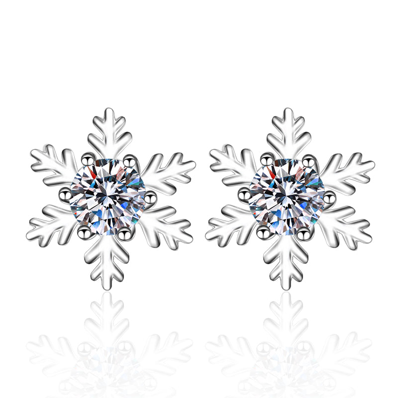 LANjewels Snowflake Six-Prong Moissanite Stud Earrings