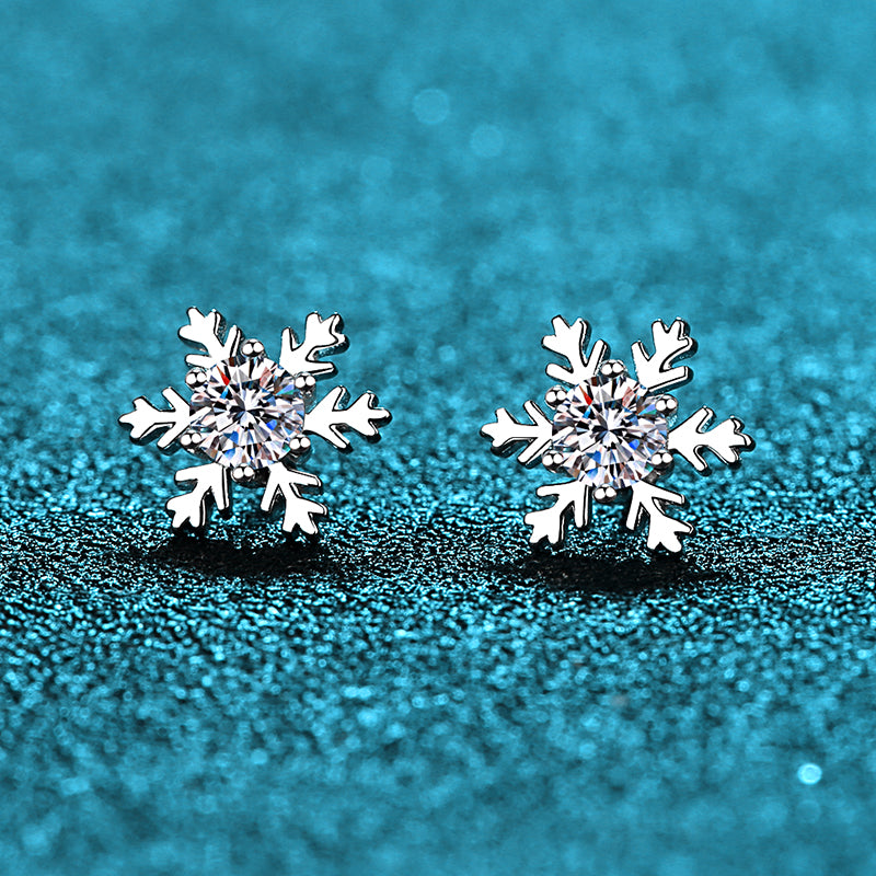 LANjewels Snowflake Six-Prong Moissanite Stud Earrings