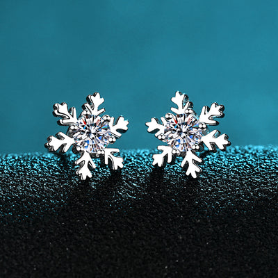 LANjewels Snowflake Six-Prong Moissanite Stud Earrings