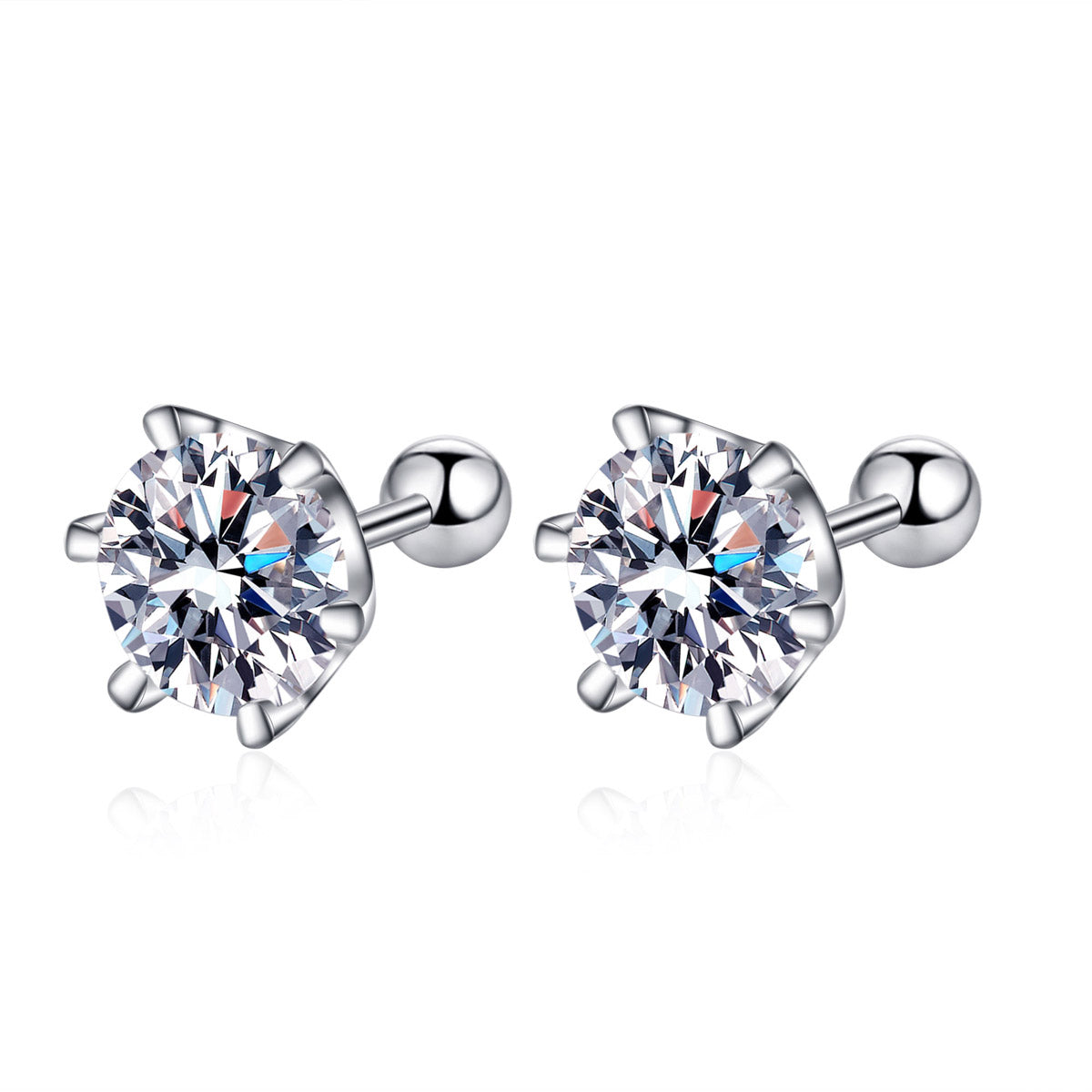 LANjewels Classic Six-Prong Moissanite Stud Earrings