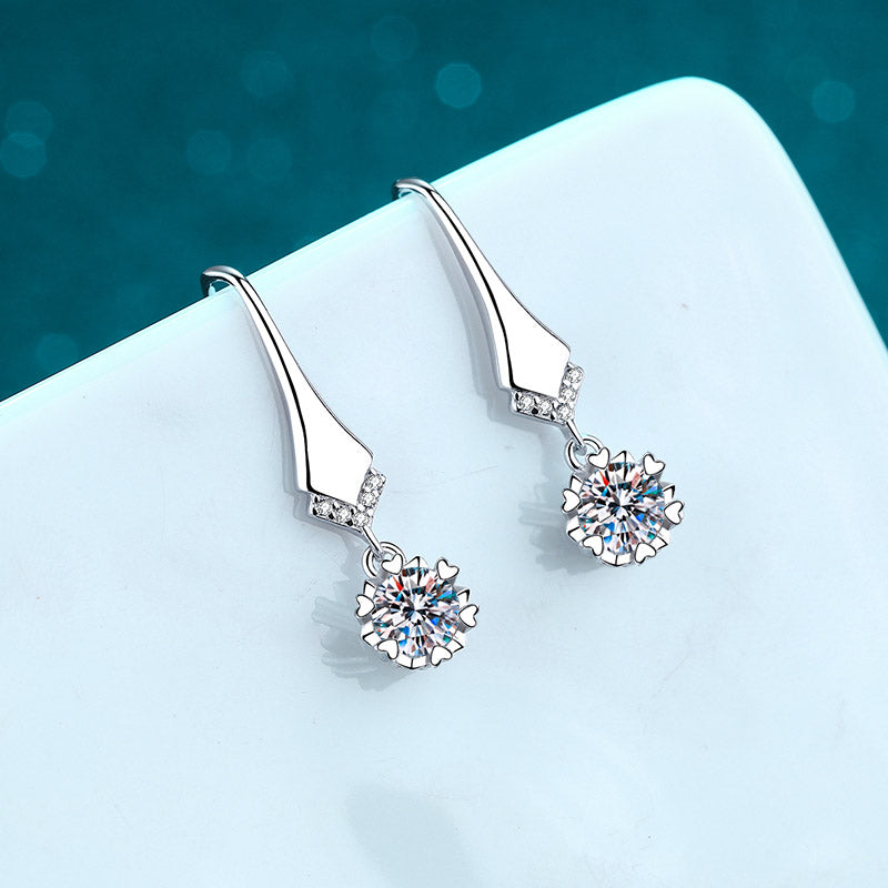 LANjewels Snowflake Love Moissanite Drop Earrings