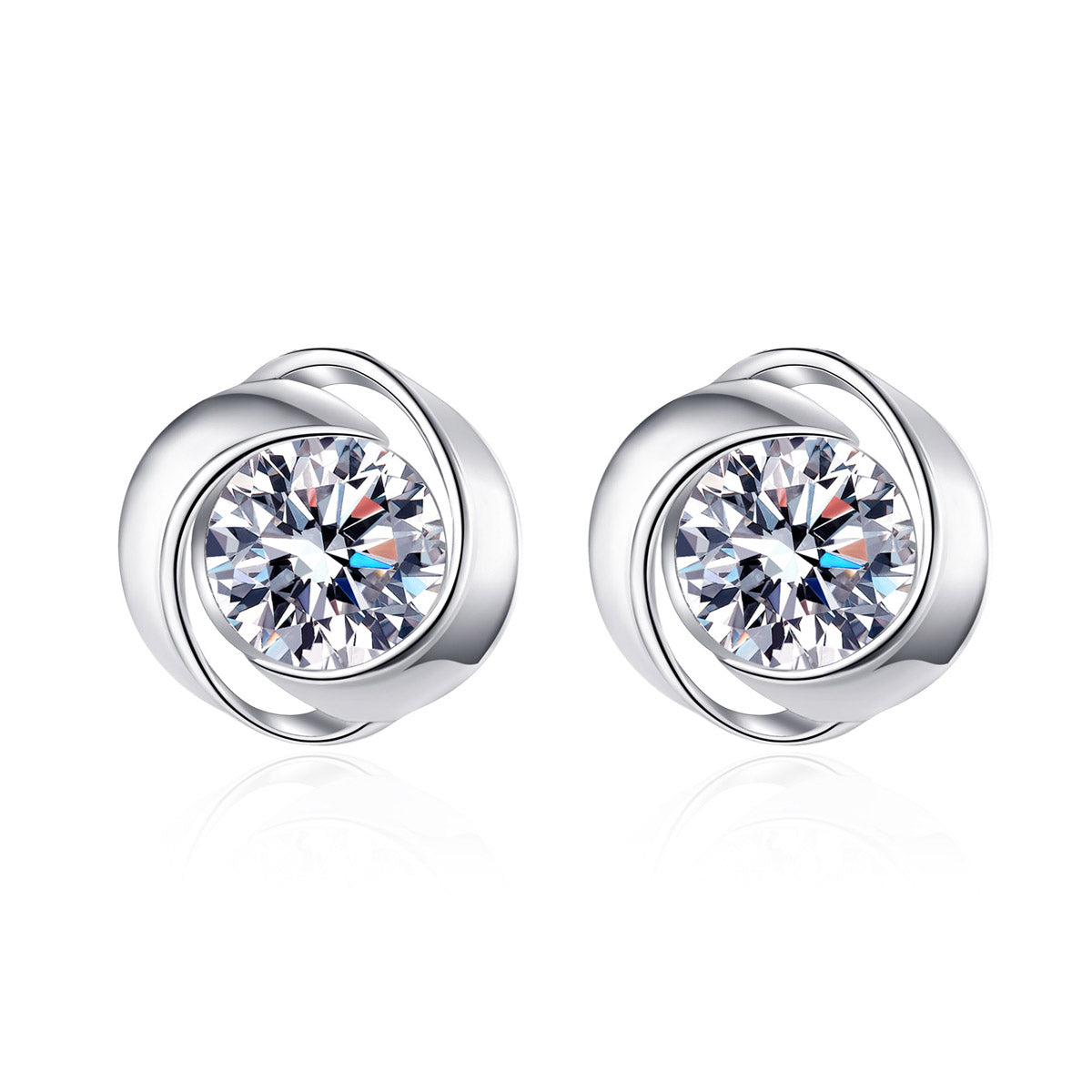 LANjewels Simple Rotatable Moissanite Stud Earrings