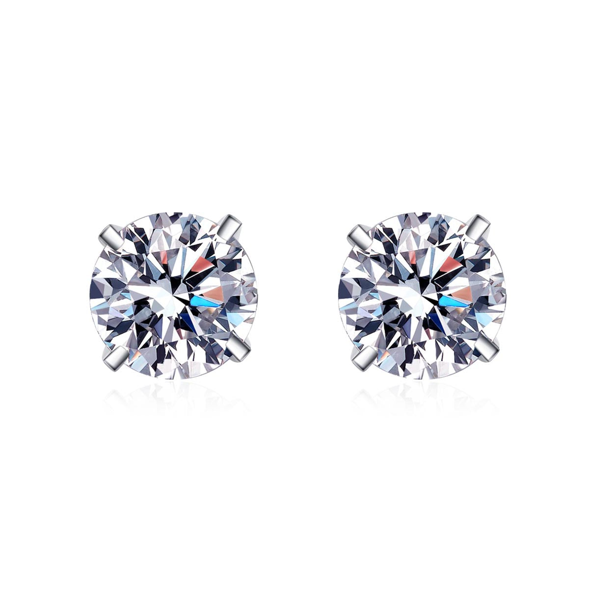 LANjewels Classic Four-Prong Moissanite Stud Earrings