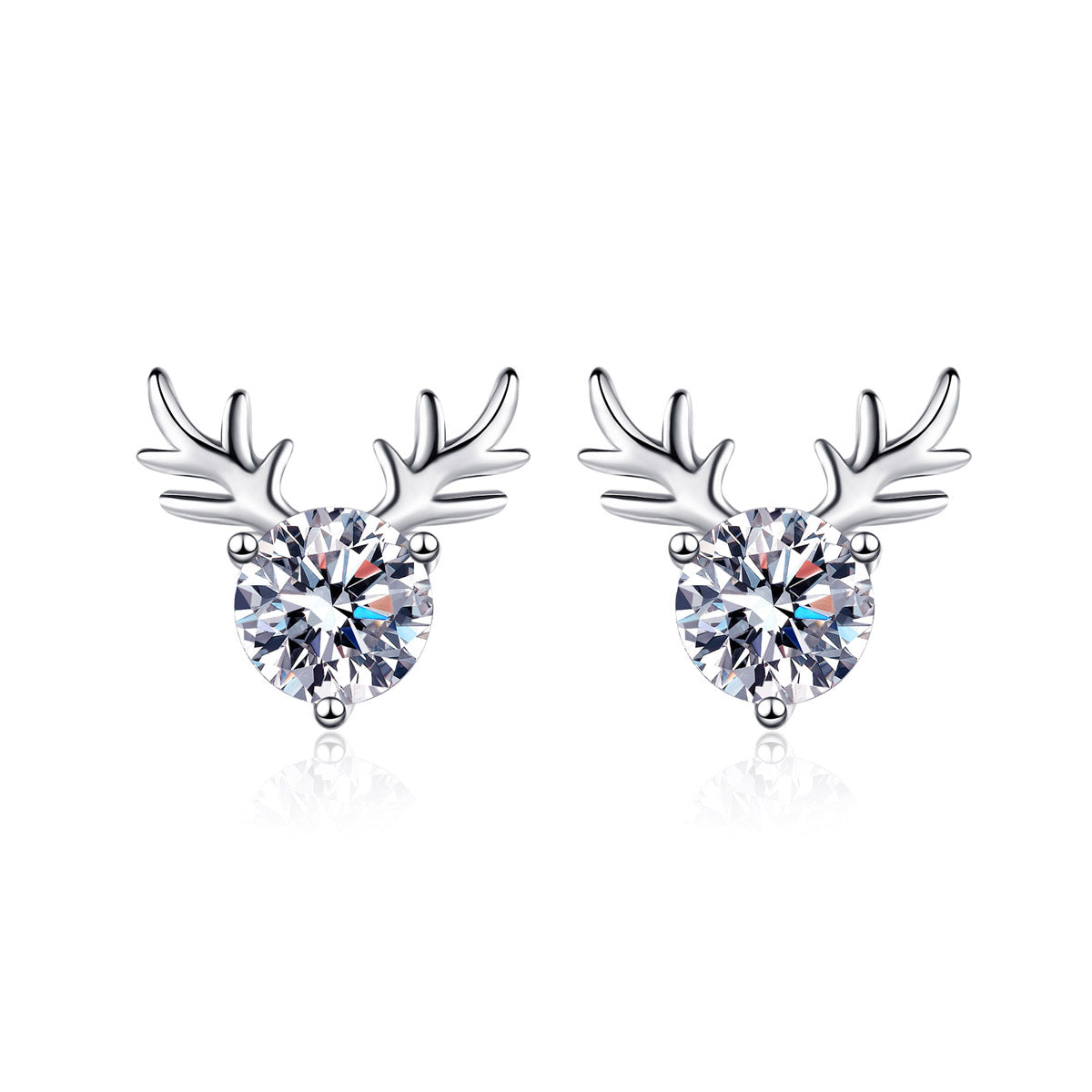 LANjewels Antlers Deer Moissanite Stud Earrings (1.0 ct.tw.)