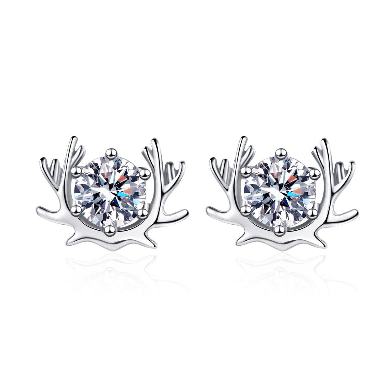 LANjewels Christmas Mini Antler Moissanite Stud Earrings (1.0 ct.tw.)