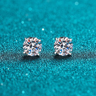 LANjewels Classic Four-Prong Moissanite Stud Earrings