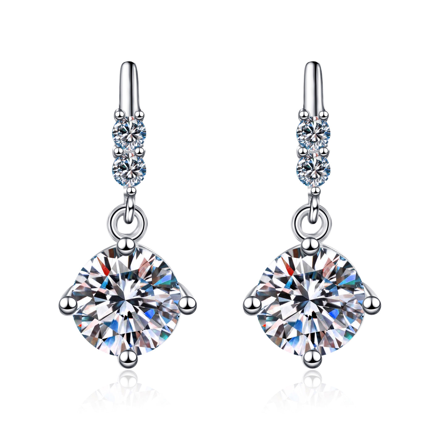 LANjewels Four-Prong Moissanite Drop Earrings