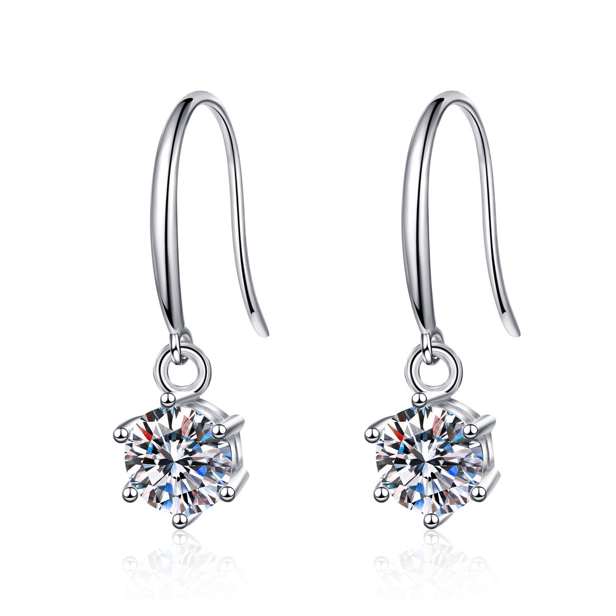 LANjewels Six-Prong Moissanite Drop Earrings