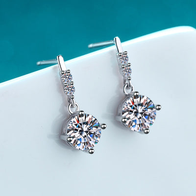 LANjewels Four-Prong Moissanite Drop Earrings