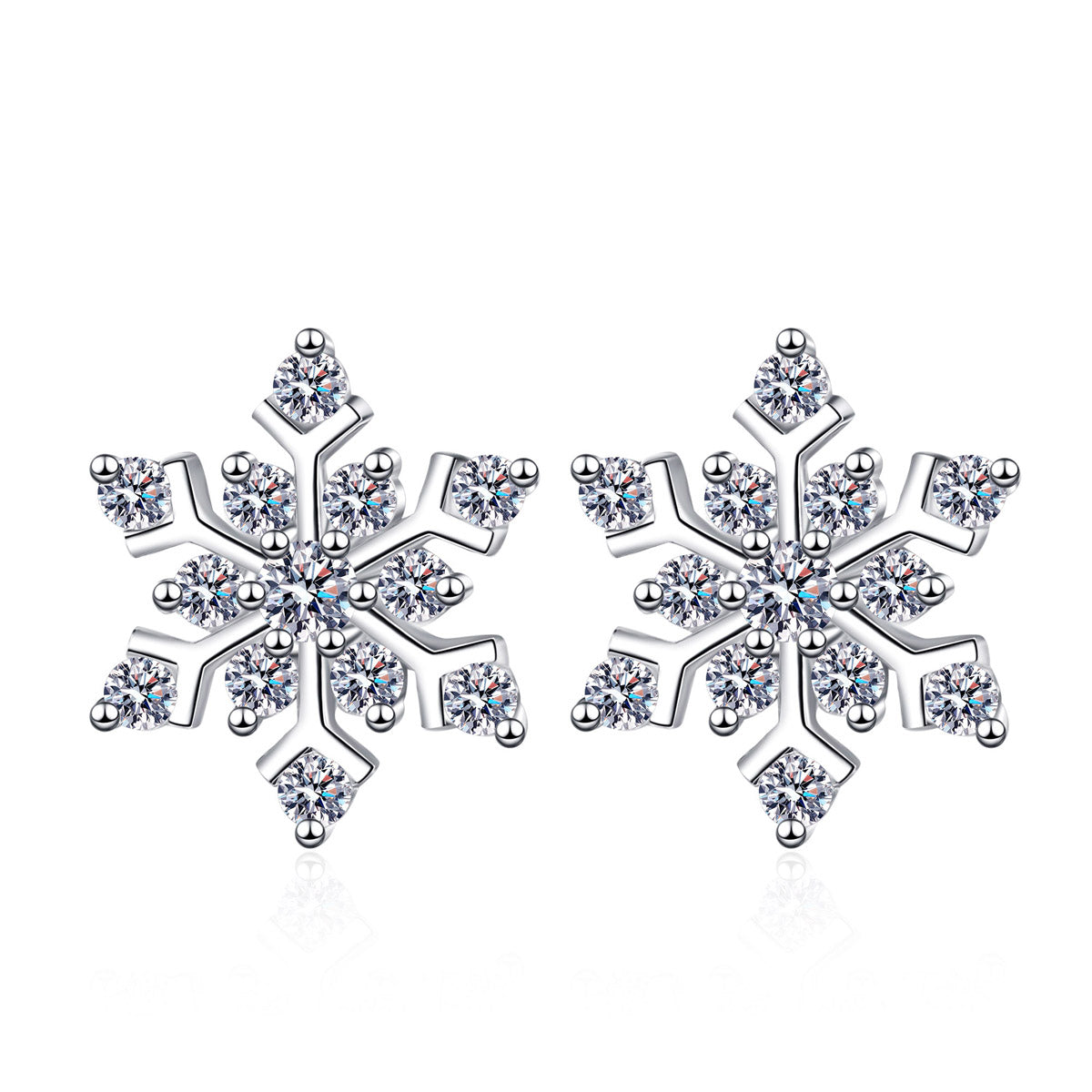 LANjewels Snowflake Flower Moissanite Stud Earrings (0.72 ct.tw.)