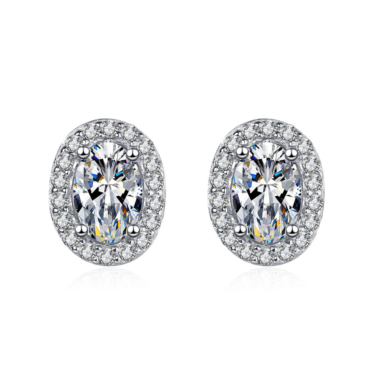 LANjewels Halo Oval Moissanite Stud Earrings (1.0 ct.tw.)