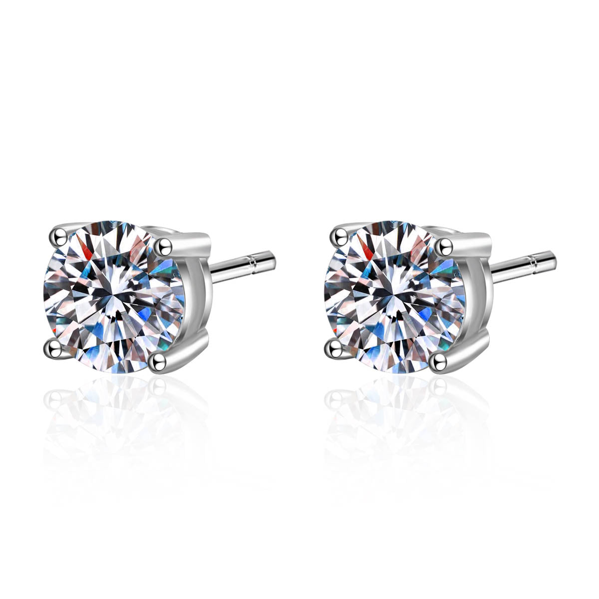 LANjewels Basket Setting Four-Prong Moissanite Stud Earrings