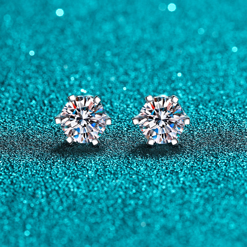 LANjewels Classic Six-Prong Moissanite Stud Earrings