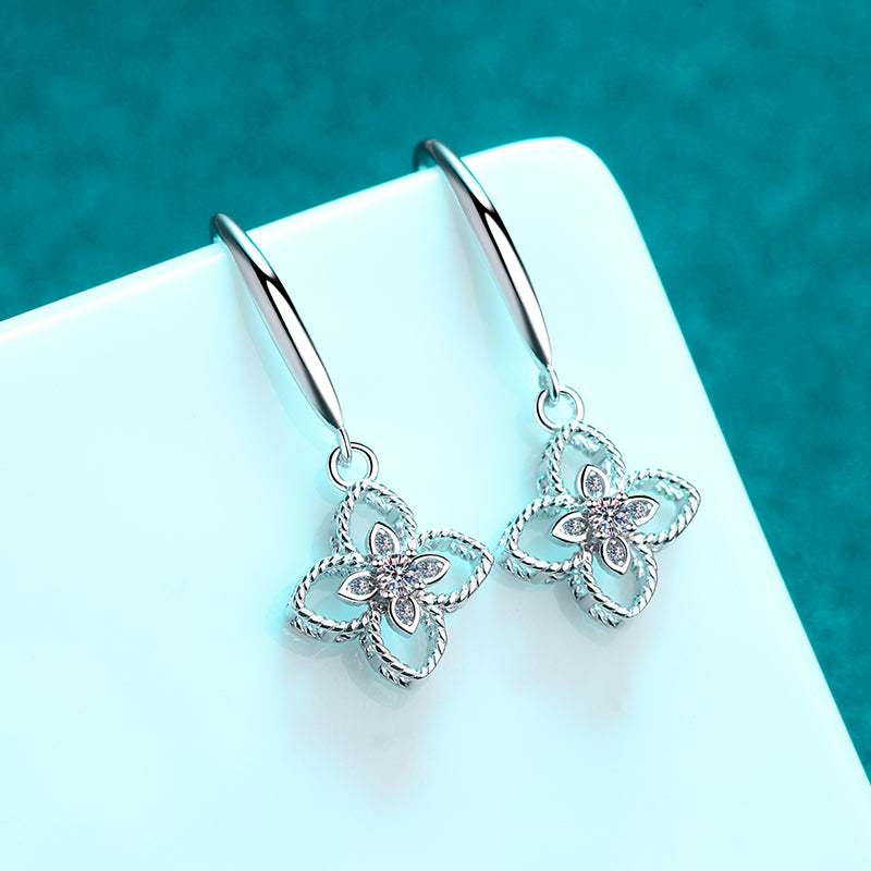 LANjewels Four Leaf Clover Moissanite Drop Earrings (0.08 ct.tw.)