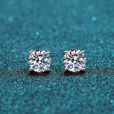 LANjewels Basket Setting Four-Prong Moissanite Stud Earrings