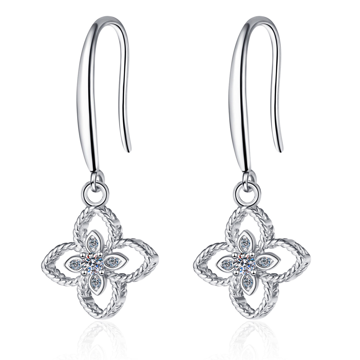 LANjewels Four Leaf Clover Moissanite Drop Earrings (0.08 ct.tw.)