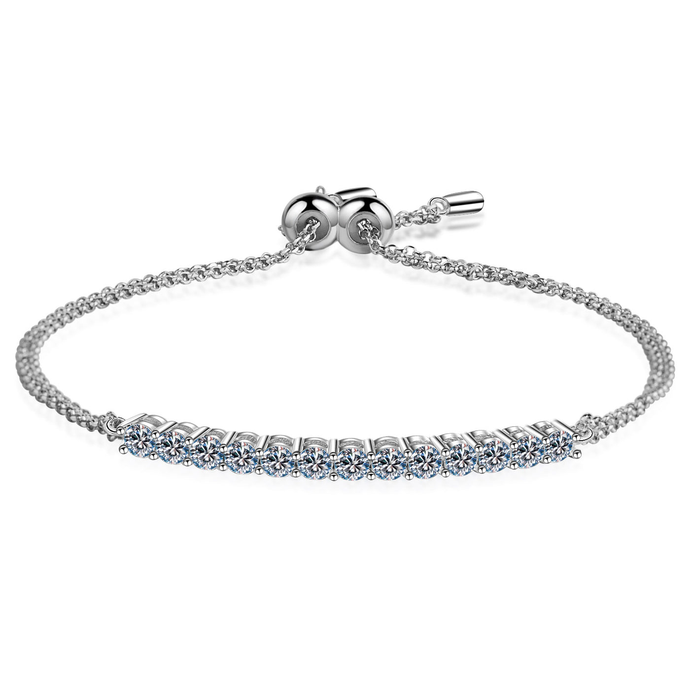 Lanjewels Round Cut Moissanite Row Bracelet 1.3 ct