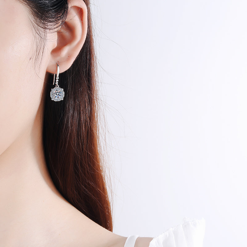 LANjewels Harry Halo Moissanite Drop Earrings