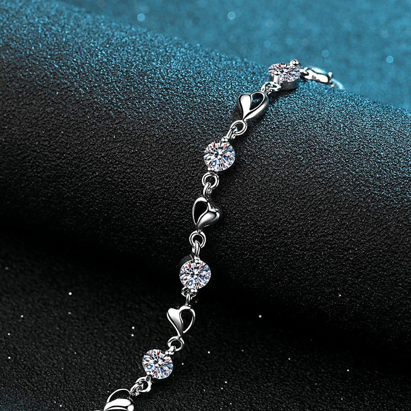 Lanjewels Love Heart Moissanite Diamond Bracelet 3.5 ct